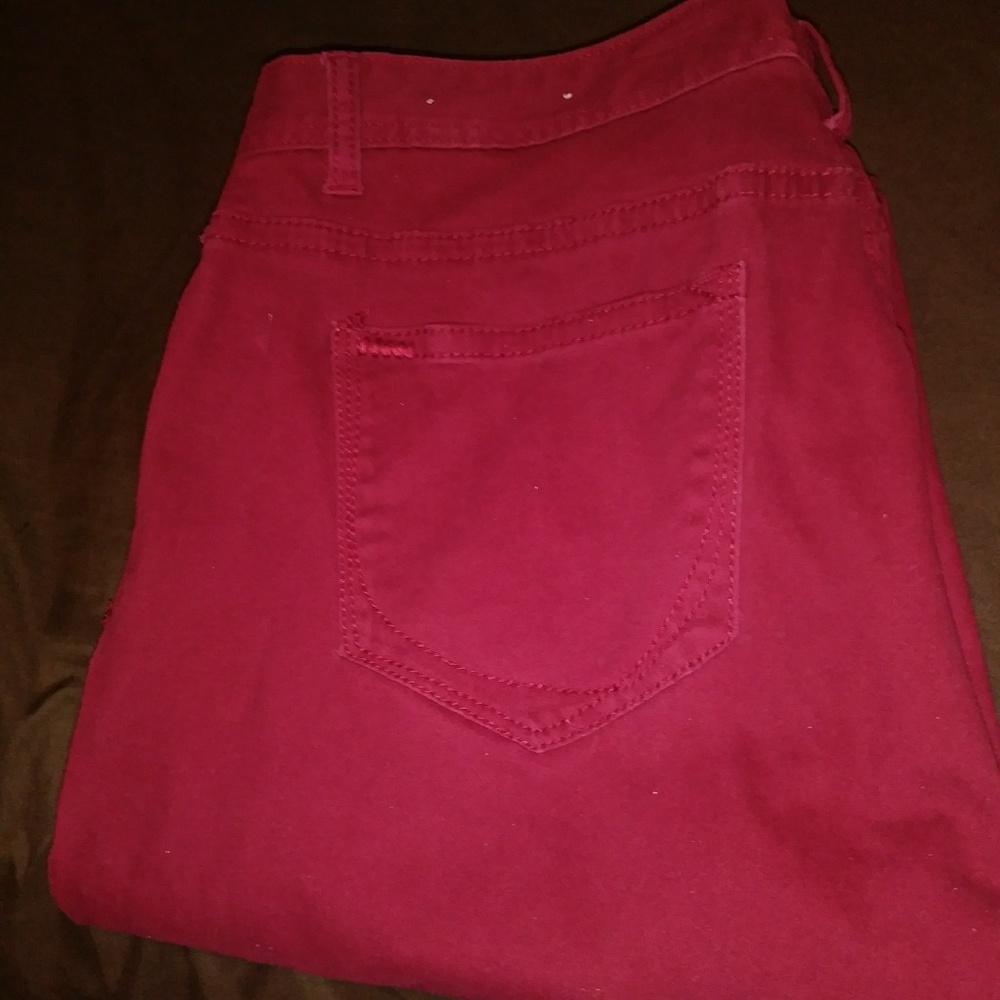 Burgundy/Red Skinny Jeggings